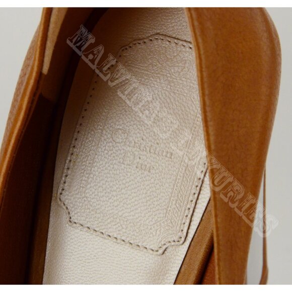 CHRISTIAN DIOR SHOES MIRROR HEEL BEIGE LEATHER PUMPS sz 38 / 7.5 - Picture 6 of 9